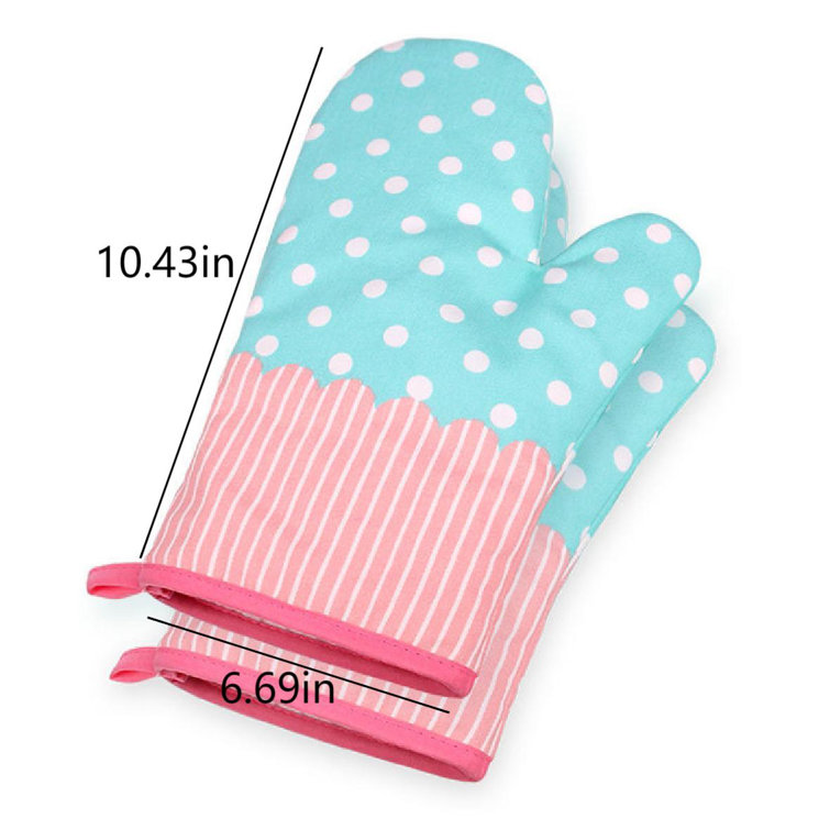 Captive Gala Polka Dots 100 Cotton Oven Mitt Set Wayfair Canada